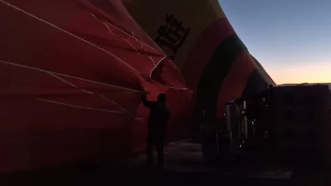 Methodical preparations for a hot air balloon ascent in Cappadocia. Stock Footage 262886972
