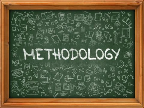 Methodology Concept. Green Chalkboard with Doodle Icons Illustrazione stock