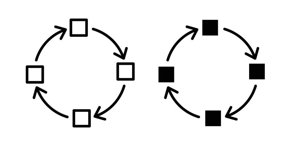 Methodology icon solid, line, and editable vector set. Stock Illustration