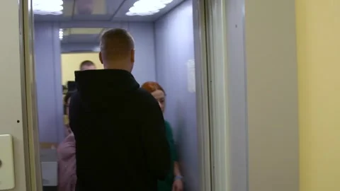 Methods and ways of safe movement with a cane. Accompanying the blind. Stock Footage 300196869