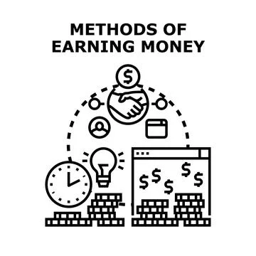 Methods of earning money concept vector illustration Stock Illustration