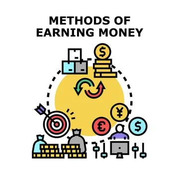 Methods of earning money concept vector illustration Stock Illustration