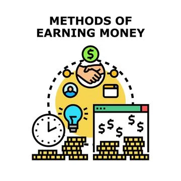 Methods of earning money concept vector illustration Stock Illustration