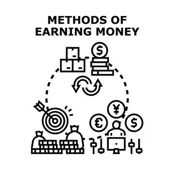 Methods of earning money concept vector illustration Stock Illustration