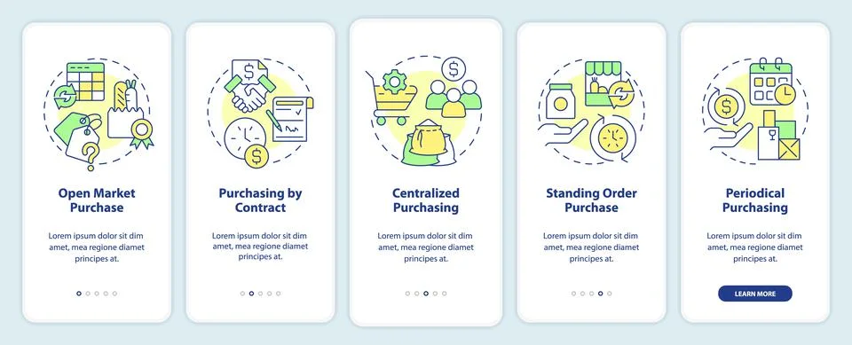 Methods of food purchasing onboarding mobile app screen Illustrazione stock
