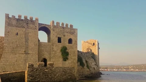 Methoni, Greece 4 August 2017. Fortress of Methoni castle in Greece. Stock Footage 81316301