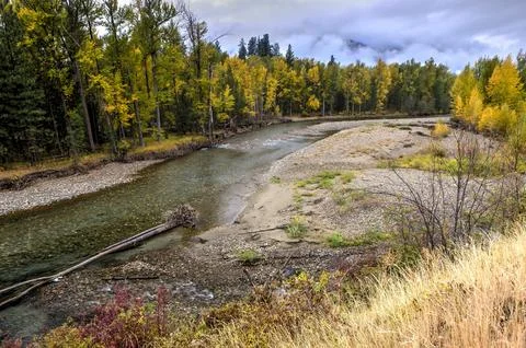 Methow River in autumn. Stock Photos