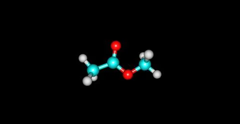 Methyl acetate molecular structure isolated on black Stock Illustration