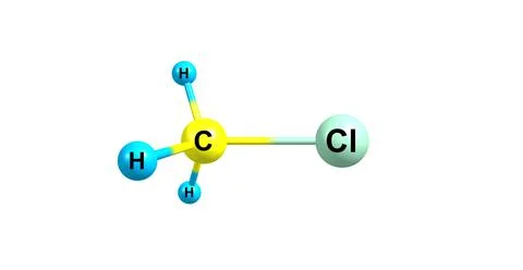 Methyl chloride molecular structure isolated on white Stock Illustration