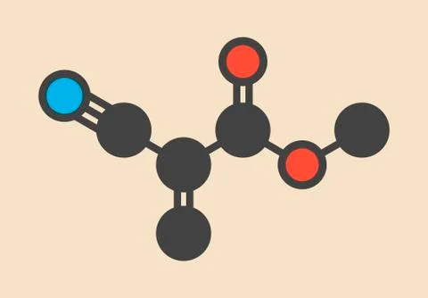 Methyl cyanoacrylate molecule Stock Illustration