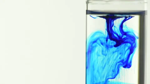 Methylene blue fall in water of two test tube laboratory Stock Footage 67442295