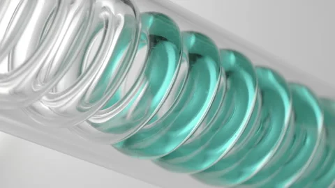 Methylene blue solution in spiral coil laboratory condenser Stock Footage 340499219