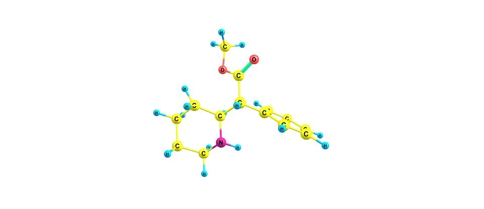 Methylphenidate molecular structure isolated on white Stock Illustration