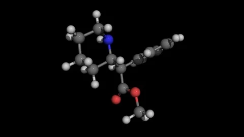 Methylphenidate (ritalin) ball and stick molecule modell rotating Stock Footage 77421231