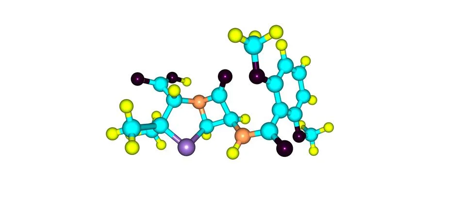 Meticillin molecular structure isolated on white 스톡 일러스트