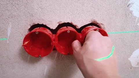 Meticulous Placement Of Junction Boxes During Renovation Process 스톡 동영상 329106589
