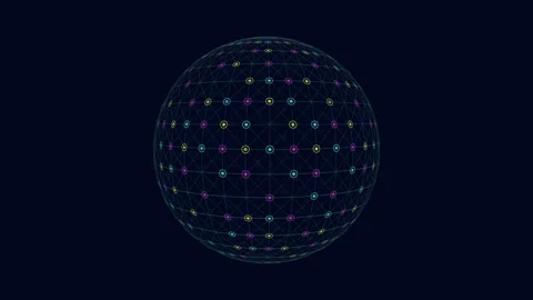 Meticulously crafted 3d sphere composed of intricate dot grid pattern Video stock 253956404