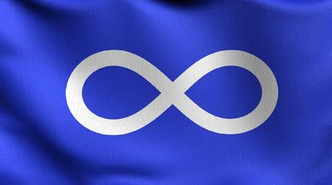 Metis flag blowing in the wind. 3D rendering illustration of waving sign. 스톡 일러스트