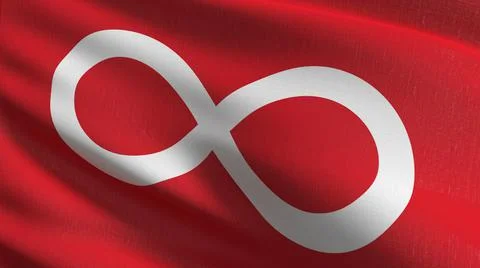 Metis flag blowing in the wind. 3D rendering illustration of waving sign. 스톡 일러스트