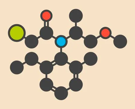 Metolachlor herbicide molecule Stock Illustration