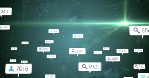 Metric bubbles appearing after update on teal field updating counts and drifting Stock Footage 310429527