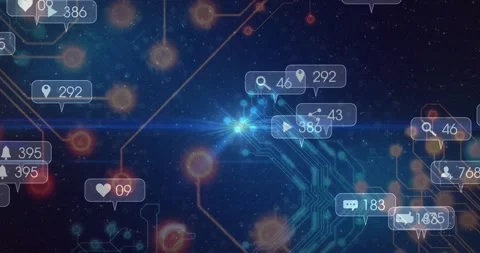 Metric bubbles spawning updating around pulsing hub after bubble popping showing Stock Footage 330403399