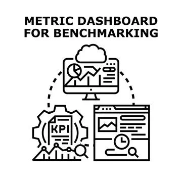 Metric dashboard for business performance analytics and digital benchmarking Stock Illustration