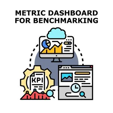 Metric dashboard for business performance analytics and digital benchmarking Stock Illustration