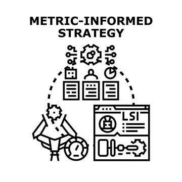 Metric informed strategy concept with data analytics Stock Illustration