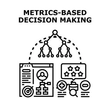 Metrics based decision making process evaluating business performance Illustrazione stock