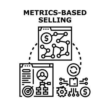 Metrics based selling concept illustrating data analysis strategy Stock Illustration