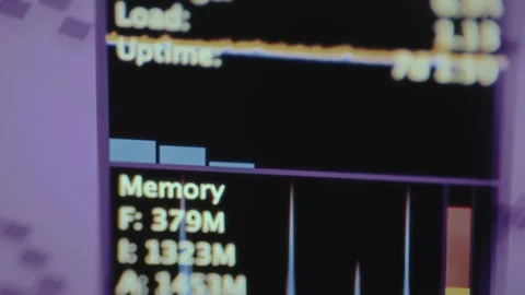 Metrics from a computer memory monitoring program Stock Footage 327914332