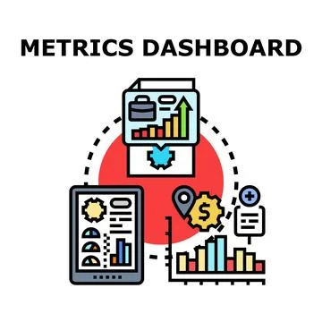 Metrics dashboard visualizing business data and financial performance Stock Illustration