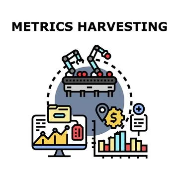 Metrics data harvesting and analysis concept Stock Illustration