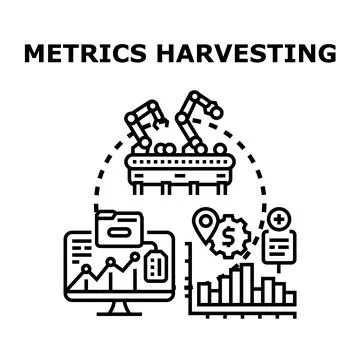 Metrics data harvesting and analysis concept Stock Illustration