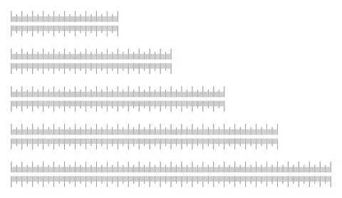Metrics indicators cm. Chart 10, 15, 20, 25, 30 centimeters. Scales for ruler in Stock-Illustration