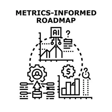 Metrics informed roadmap developing business strategy planning 库存插图