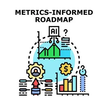 Metrics informed roadmap developing business strategy planning Stock Illustration