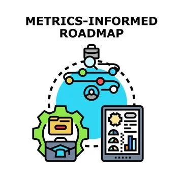 Metrics informed roadmap planning and strategic development Stock Illustration