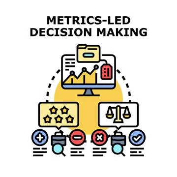 Metrics led decision making process with data analysis Stock Illustration