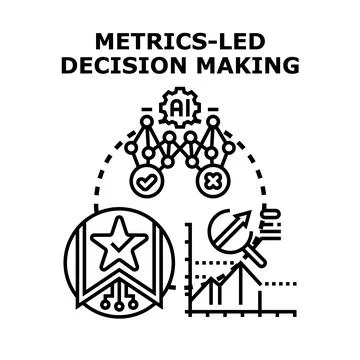 Metrics led decision making process data analysis Stock Illustration