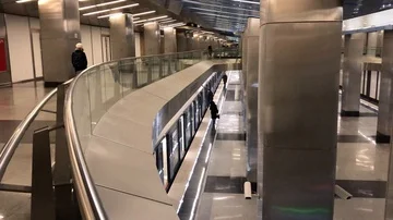 Metro #2 Train Arrive At Subway Station Platform, Doors Open Stock Footage 86126550