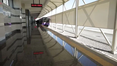 Metro approach to station platform Transit Subway Wagon Stock Footage 233992323