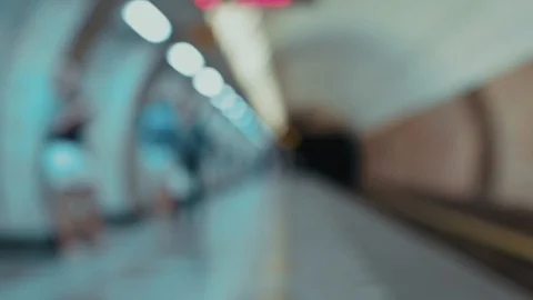 Metro arrival underground blurred Stock-Footage 94455007