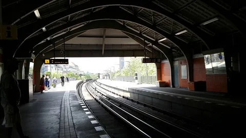 Metro Arriving at the Station Stock Footage 79846191