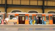 Metro In Athens - Train  Arrival And People Motion Hyperlapse Stock Footage