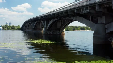 Metro bridge across the Dnieper river in Kyiv. Stock Footage 160796448