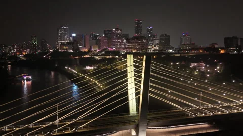 Metro Bridge in Edmonton at night  Stock Footage 316178019