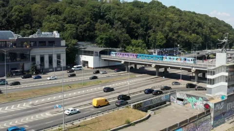 Metro bridge in Kyiv. Stock Footage 160757839