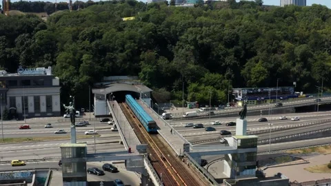 Metro bridge in Kyiv. Stock Footage 160761792
